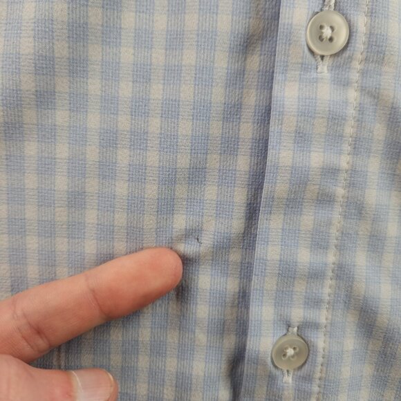 Mizzen + Main Medium Trim Fit Blue Plaid Long Sleeve Button Up Stretch USA Made - Picture 9 of 16